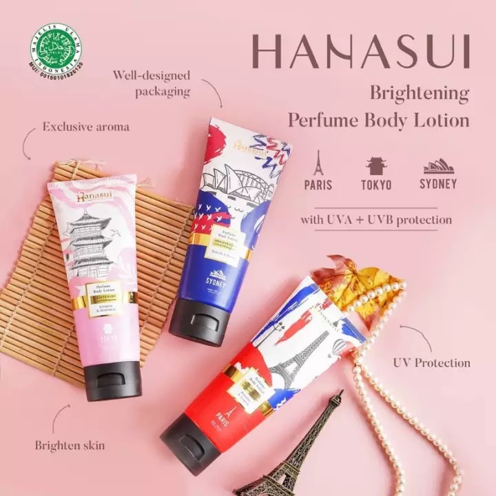 HANASUI Perfume Body Lotion 180mL UVA UVB Protection Sydney Tokyo Paris parfum losyen (VICTORIA)