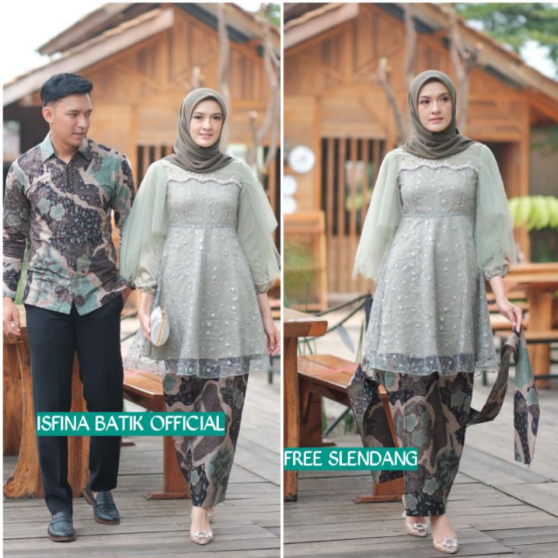 Couple Kebaya Modern Baju Wisuda Tunangan Lamaran Terbaru Baju Batik Brokat Couple luna