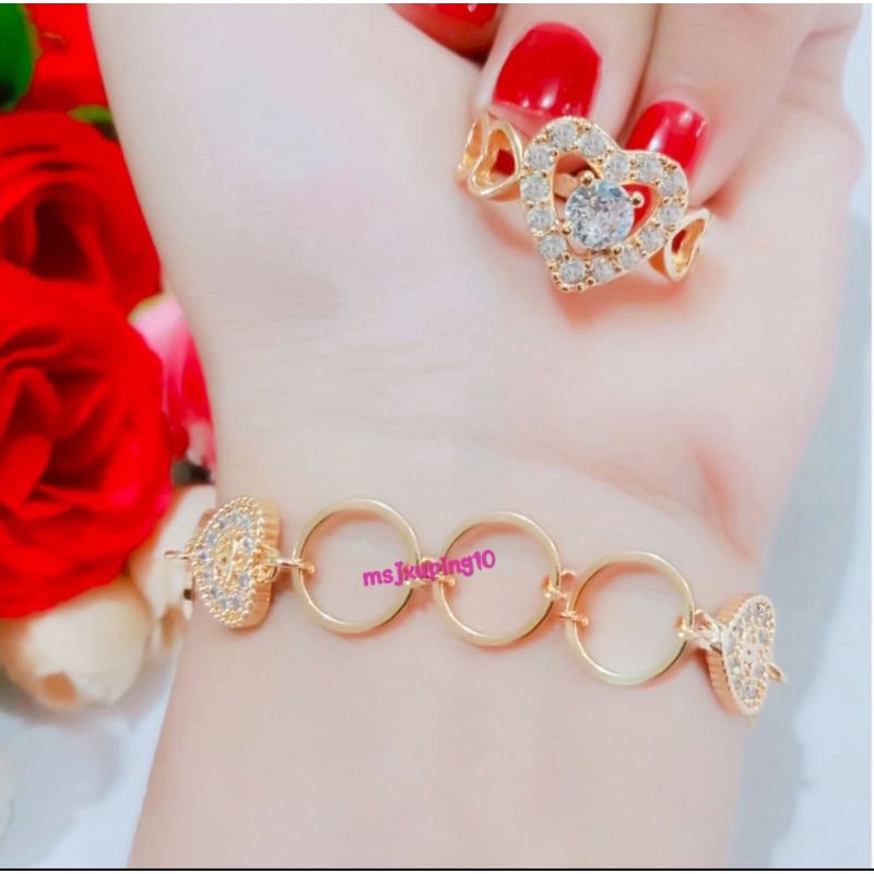 Gelang Xuping Love Bolong BolongFree Cincin Love Permata Ac18,5