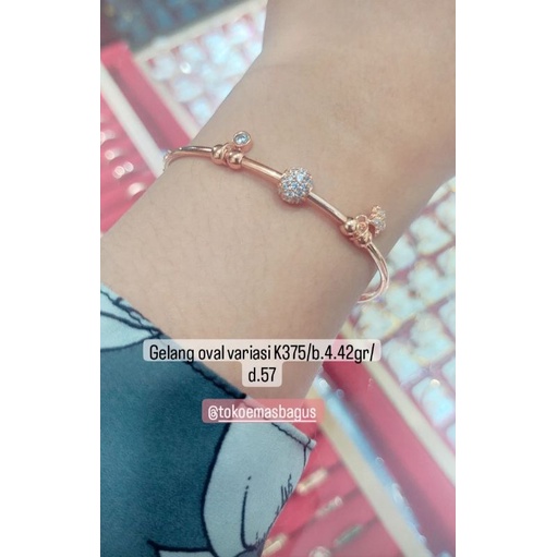 Gelang oval variasi emas asli K375