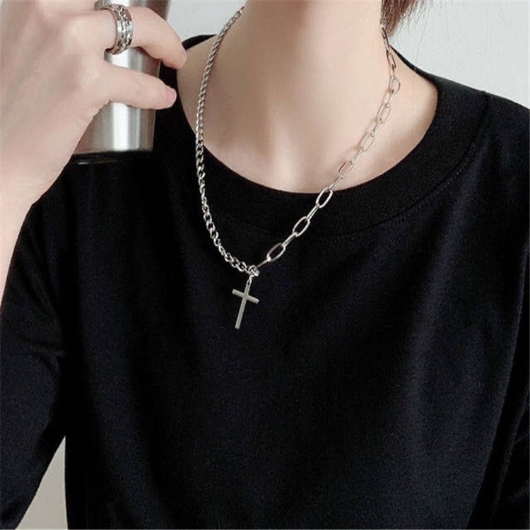 MORYMOSHI K26 Kalung Rantai Salib Unisex Fashion Korea