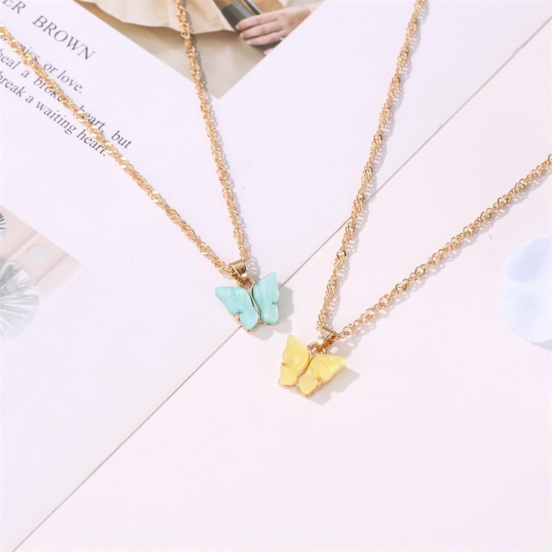 Korean Fashion Kalung Kupu-kupu Kalung Rantai Wanita Aesthetic Butterfly Necklace Anting-Won