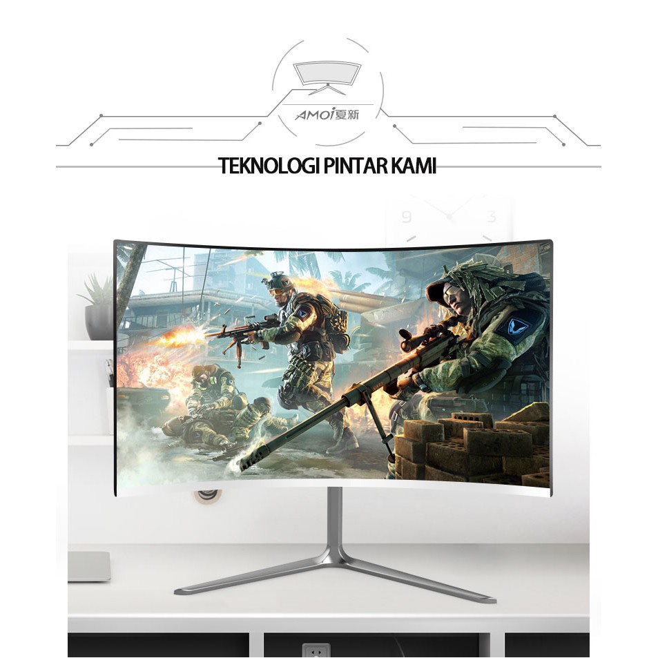 LIVING Monitor gaming melengkung 24 inci Monitor ultra-tipis Full HD-3