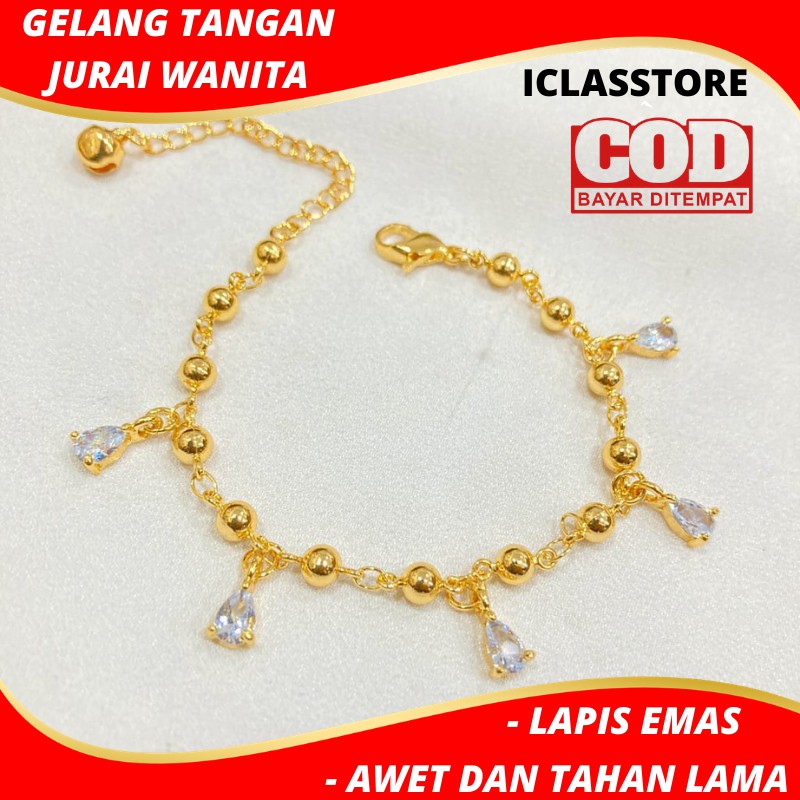 Gelang Jurai Tetes Air Aksesoris Fashion Perhiasan Imitasi Wanita Lapis Emas Awet Dan Tahan Lama