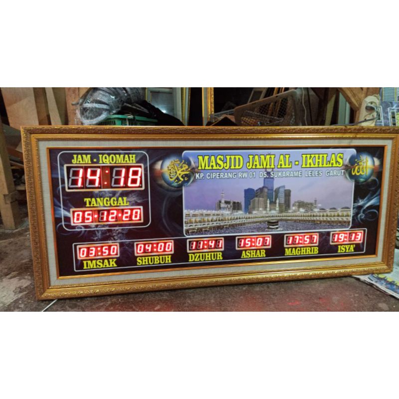 JAM MASJID DIGITAL JAM ADZAN JADWAL SHOLAT CUSTOM NAMA MASJID 50 x 125 cm