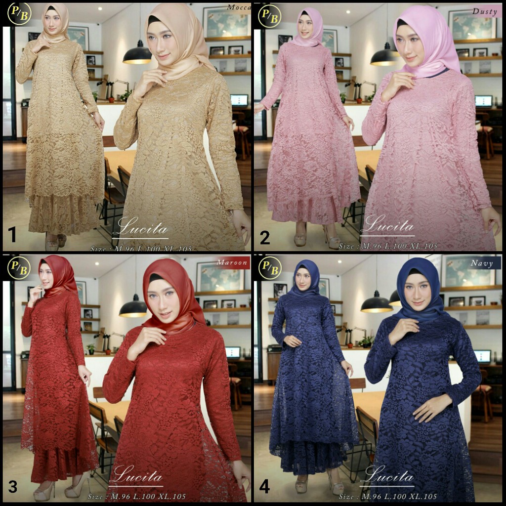 MODERN FASHION TERBARU... Tunik Stelan Rok Duyung Brokat Aneka Pilihan Warna