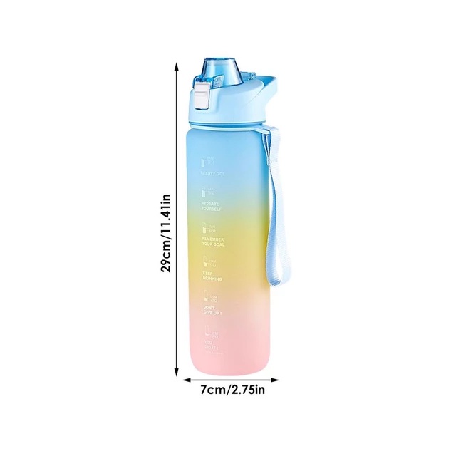 BOTOL MINUM 1 LITER BOTOL MINUM RAINBOW KOREA VIRAL BOTOL MINUM MOTIVASI FREE STICKER 2D - SP04