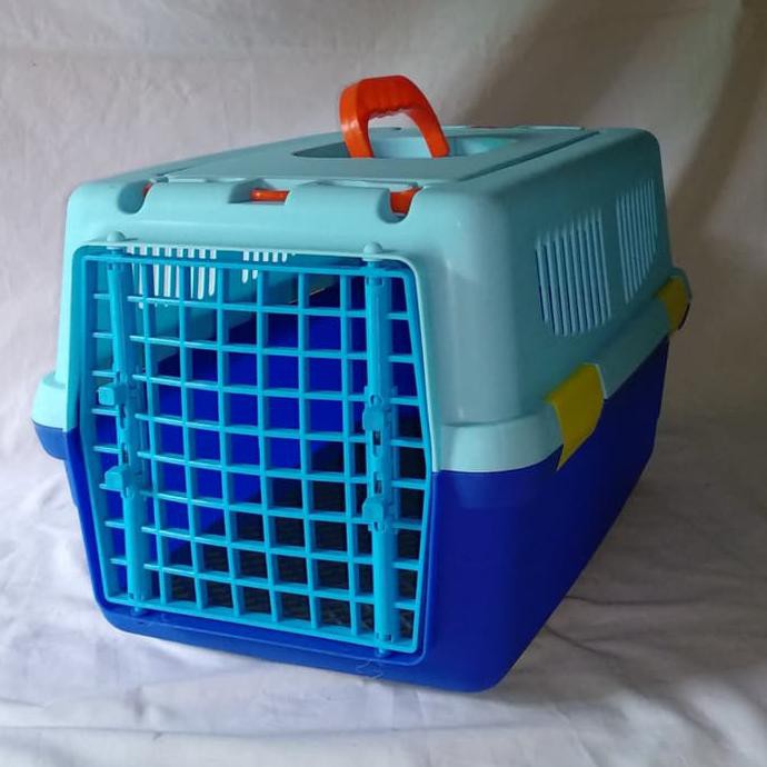 BISA COD Kandang Kucing Box Cargo-Travel 2pintu Biru+Hijau BOOM SALE Kode