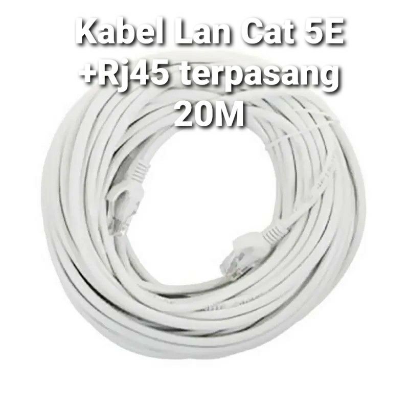 KABEL LAN 20M CAT 5E KONEKTOR RJ 45 TERPASANG