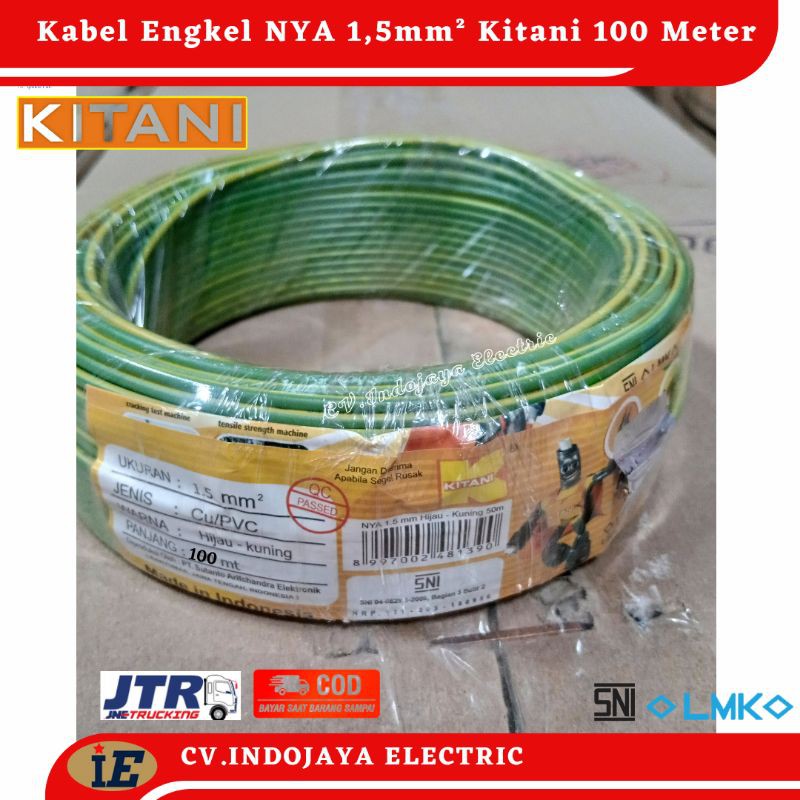 Kabel Nya Kitani 1.5 mm² Panjang100 meter Kabel Listrik Kawat Tunggal/Engkel