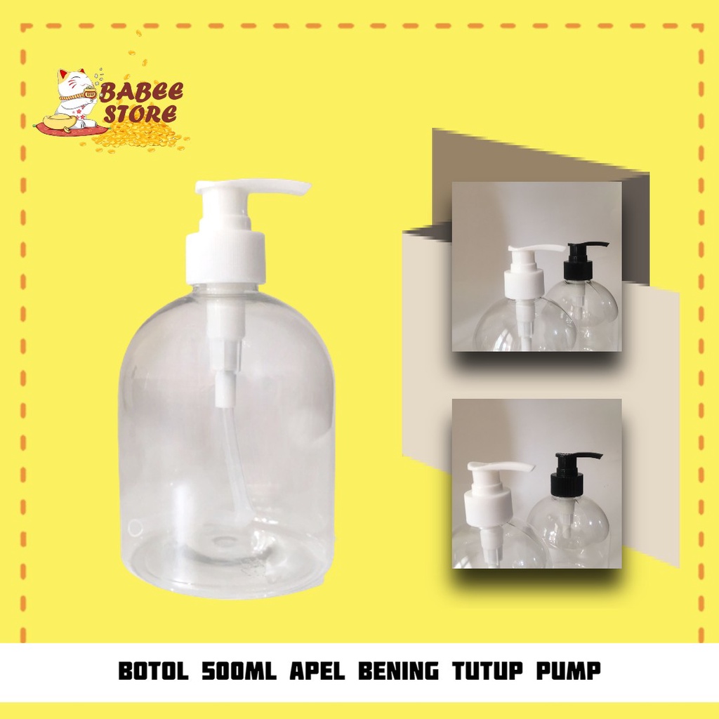 BABEE - BOTOL BENING 500ML PENDEK TUTUP PUMP NECK 28 / BOTOL PUMP NECK 28 / BOTOL SABUN / BOTOL HAND SANITIZER