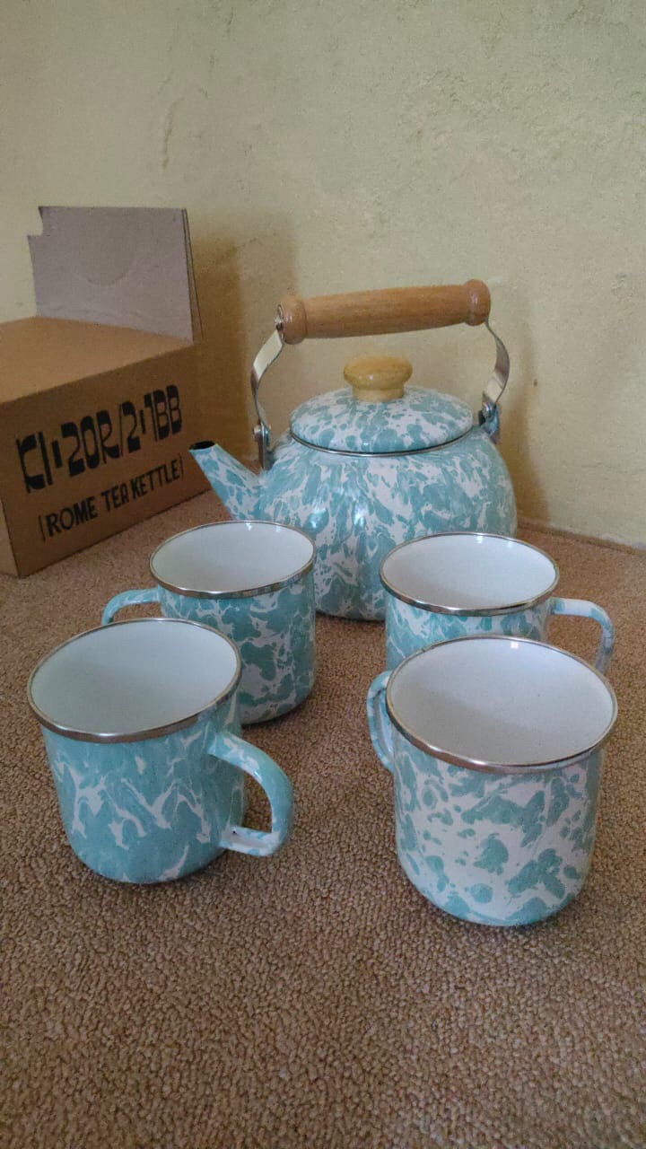 Kedaung Rome Swirl Teko Teh / Tea Kettle Sea Glass