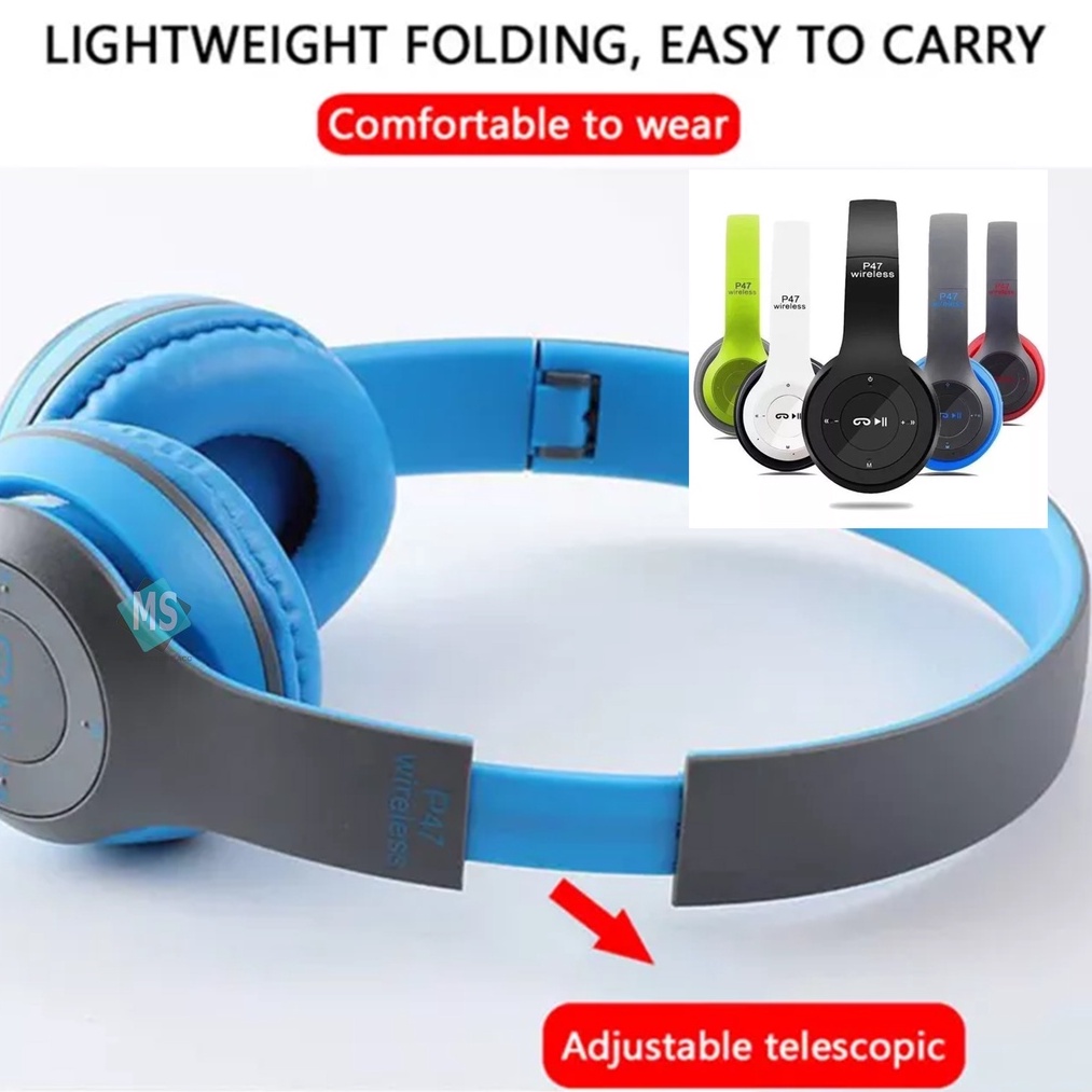 Headphone Bluetooth P47 Wireless Portable Bluetooth Headset Bass Earphone Audio Gaming Music