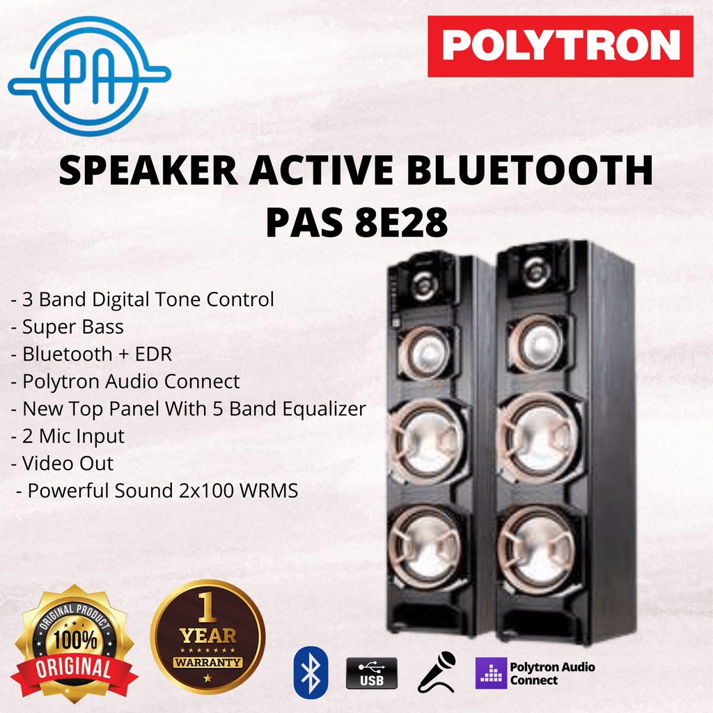 SPEAKER AKTIF POLYTRON BLUETOOTH PAS8E28 PAS 8E28 ACTIVE SPEAKER POLYTRON RADIO FM