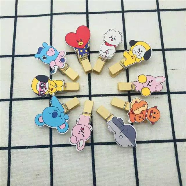 PENJEPIT FOTO KAYU WOODEN CLIP MURAH 10pcs per KARAKTER PGM PM14