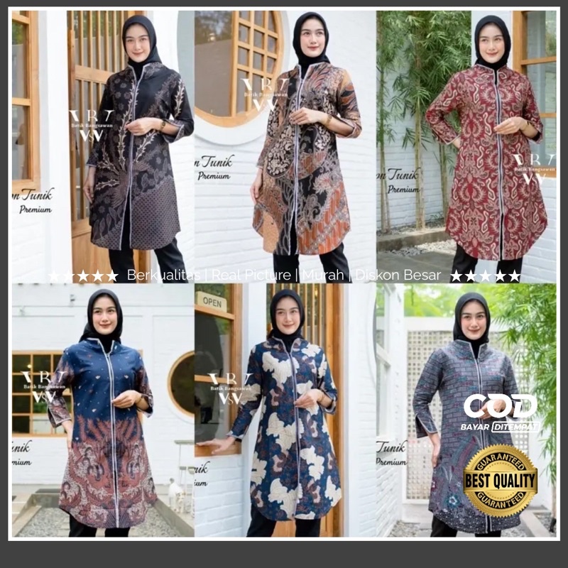 M-L-XL-XXL Batik Tunik wanita ASJ SA HRB026 Kenongo Pekalongan Sogan Tulis