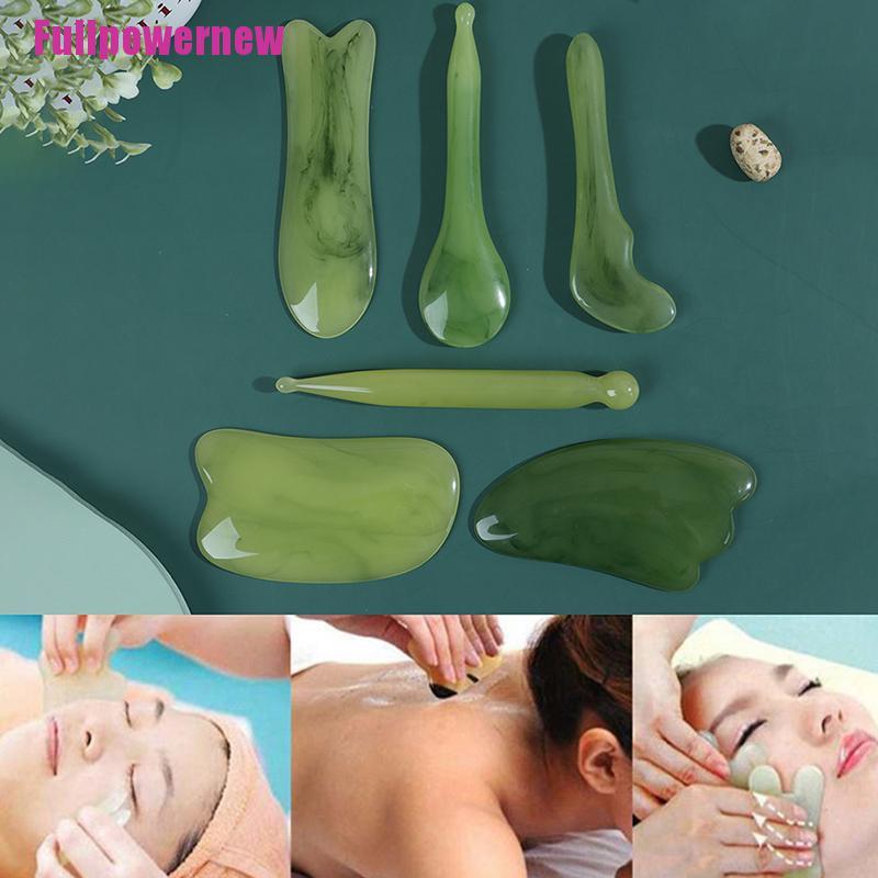 (Full) Alat Pijat Gua Sha Bahan Resin Warna Hijau Untuk Kesehatan