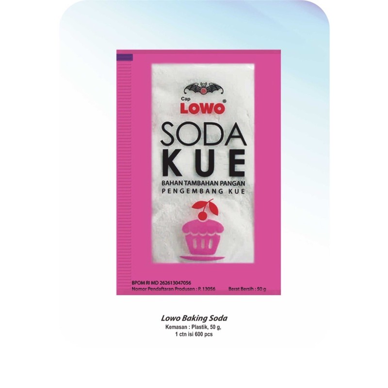 

SODA KUE CAP LOWO50G/BAKING SODA LOWO 50G/SODA KUE LOWO 50G/PENGEMBANG KUE CAP LOWO 50G/SODA KUE