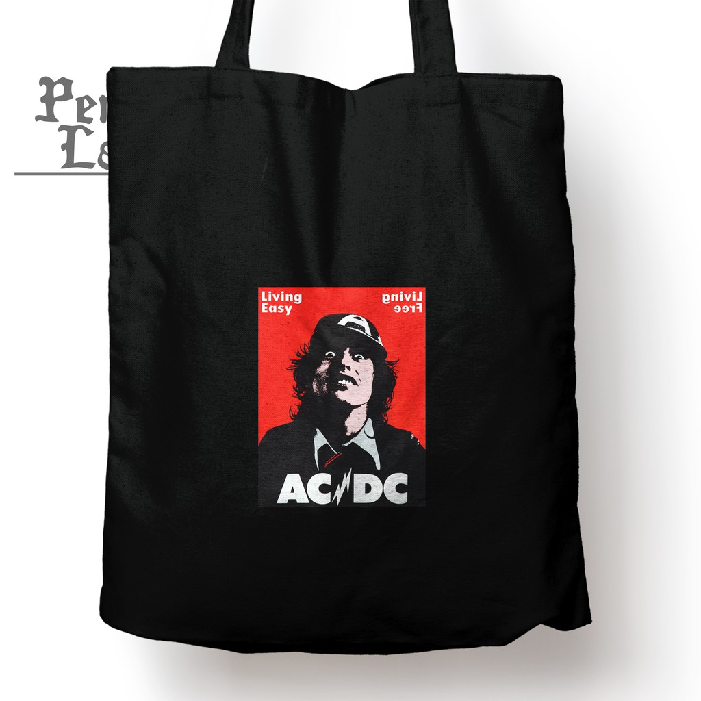 ACDC Totebag Band Musik Tas Jinjing Pria Wanita Kekinian Desain Aesthetic Penawaran Spesial