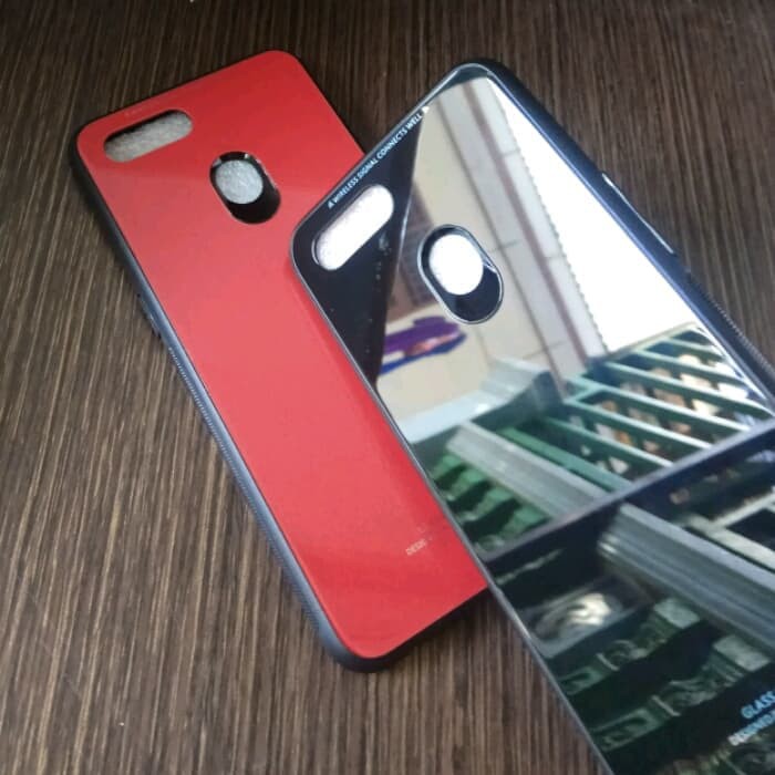 OPPO F9 BACK CASE TEMPERED GLASS CASE GLASS OPPO F9 CASE OPPO F9