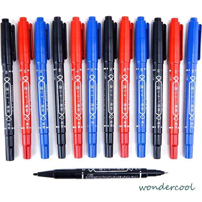 Anak Hook Line Pen Kecil Berkepala Dua Spidol Minyak Berbasis Air Netral Lukisan Alat Tulis-Won