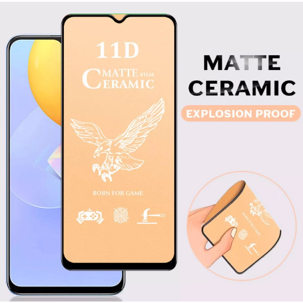 Infinix Hot 10S 6.82 Inchi Tempered Glass Full Layar Bening Anti Blue 10D Ceramic Matte Clear