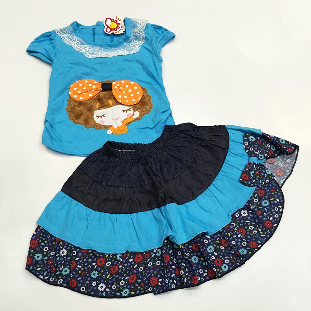 Setelan Anak Perempuan Rok Girly Ribbon / Dress Anak Perempuan