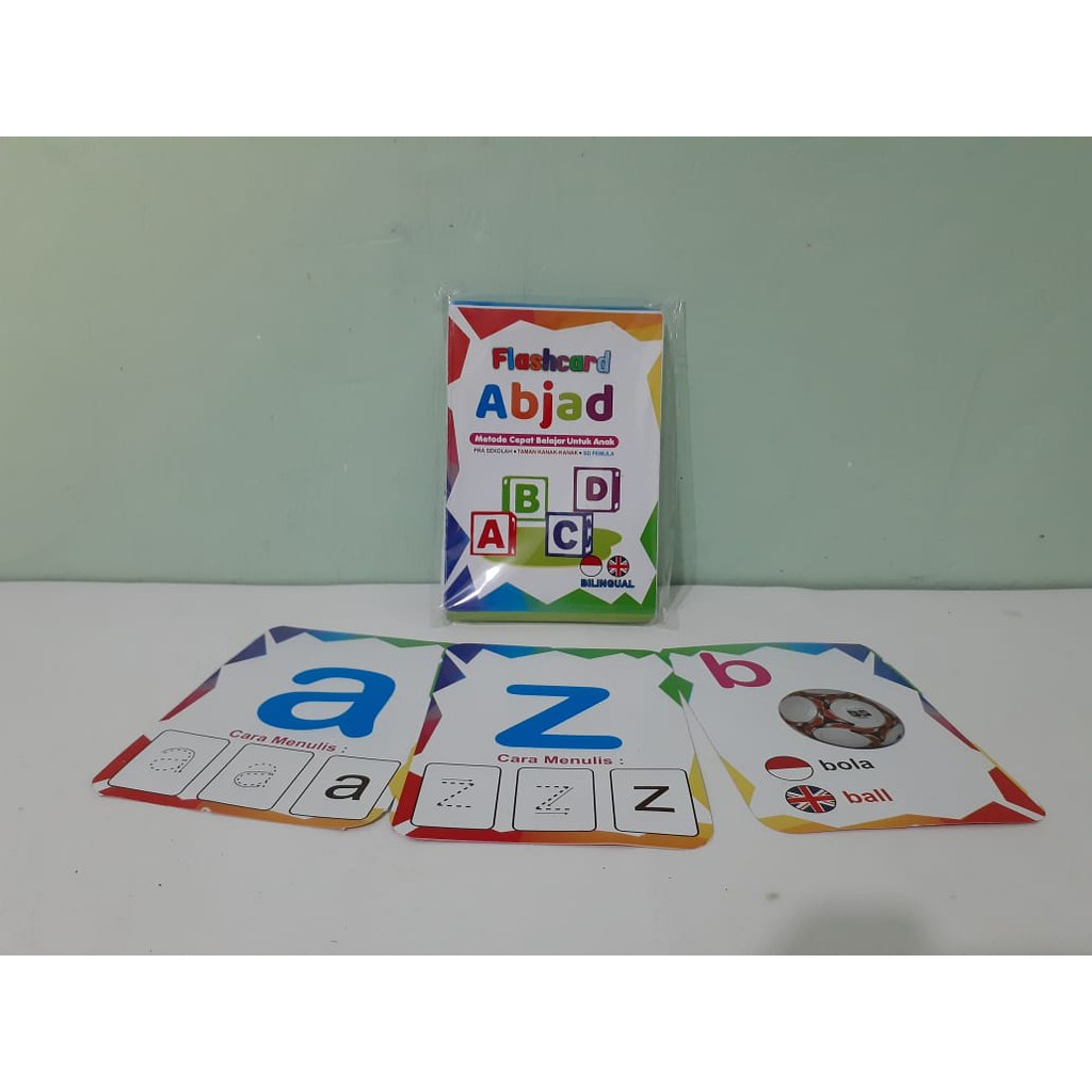 Flashcard Alfabet Huruf ABC - Flash Card Kartu Pintar Belajar Balita Anak ABC Bolak-Balik