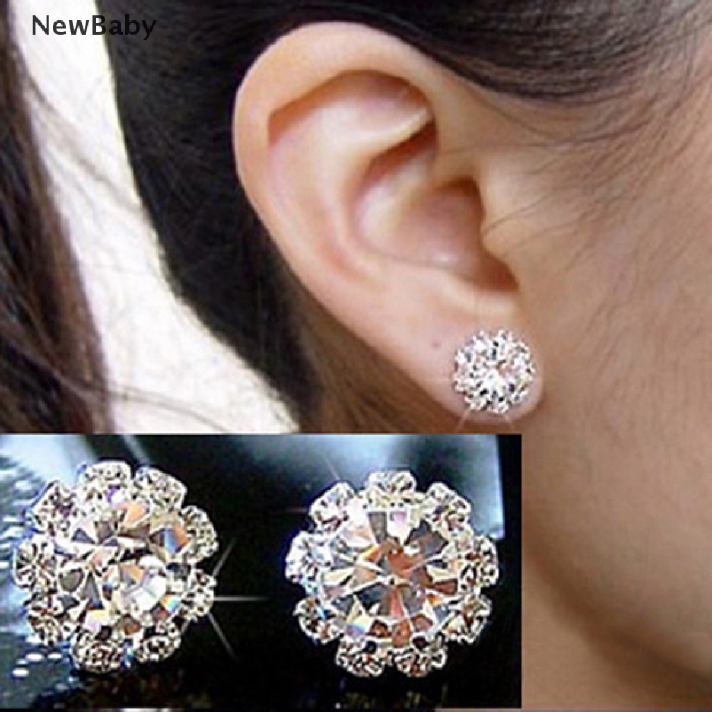 Anting Stud Kristal Bentuk Bunga Untuk Wanita