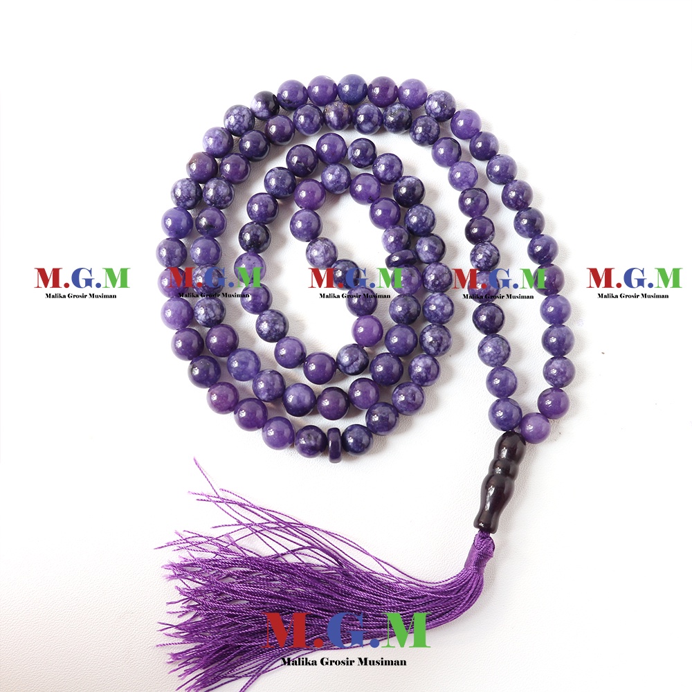 TASBIH BATU GIOK UNGU 8 MM ORIGINAL