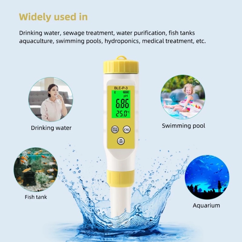 2 in 1 Bluetooth App Ios Android PH Meter Air + Suhu Digital BLE-P-3