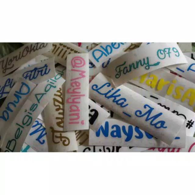 Stiker Cutting Sticker Nama Custom Suka-Suka  Anti Air Tahan Lama