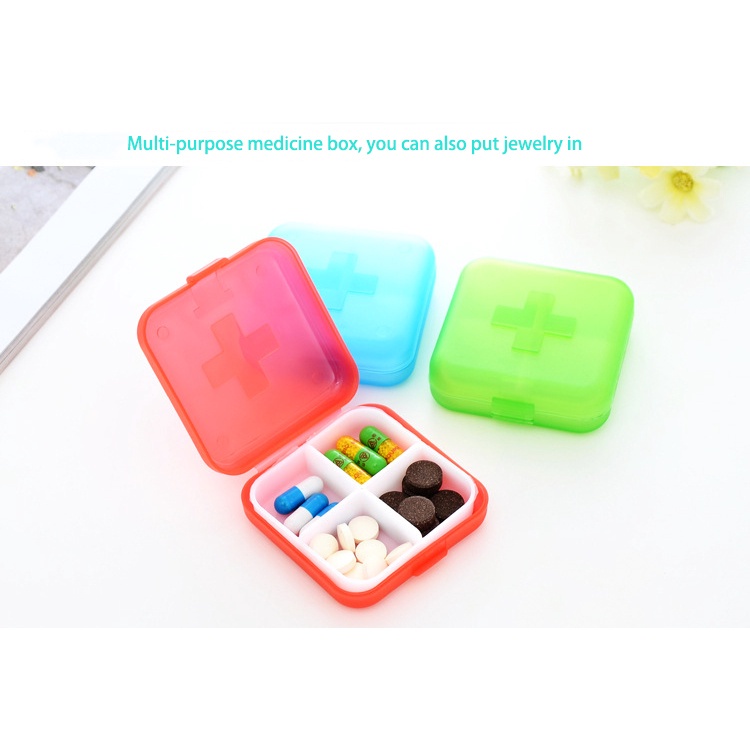 1pcs Creative Cross Four Grid Small Pill Box Thicken Portable Health Care Pill Box Storage Box