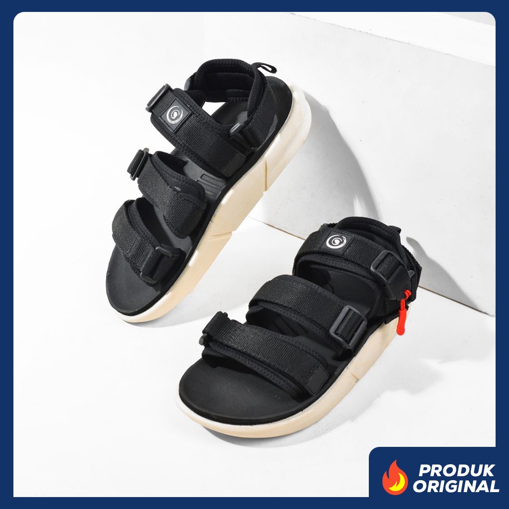 MINOS BLACK ORIGINAL x GREATA Sandal Casual Hitam Pria Sendal Gunung Kasual Jalan Santai Harian Main Hangout Lebaran Fashion Distro Remaja Traveling Outdoor Premium Travelling Footwear Ban Tali 3 Strap Big Size Jumbo Ukuran Besar 44 Keren Terbaru Kekinian