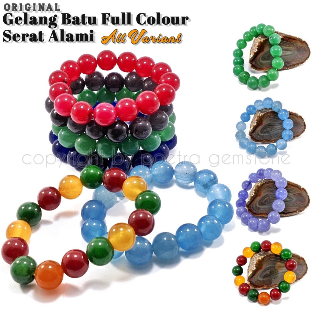 Gelang Natural Batu Giok Full Colour Serat Alami