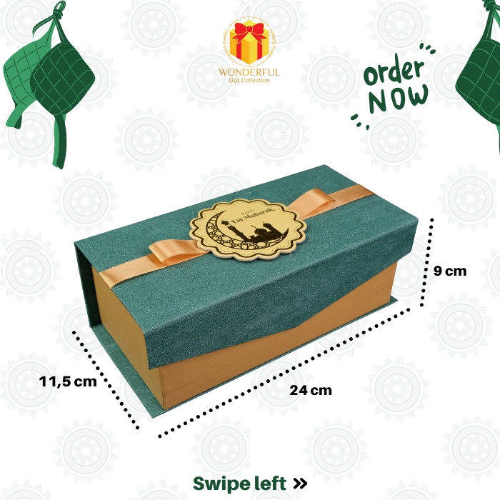 Jual Hardbox Hampers Lebaran Walpaper Hijau Pita Gold Premium X X