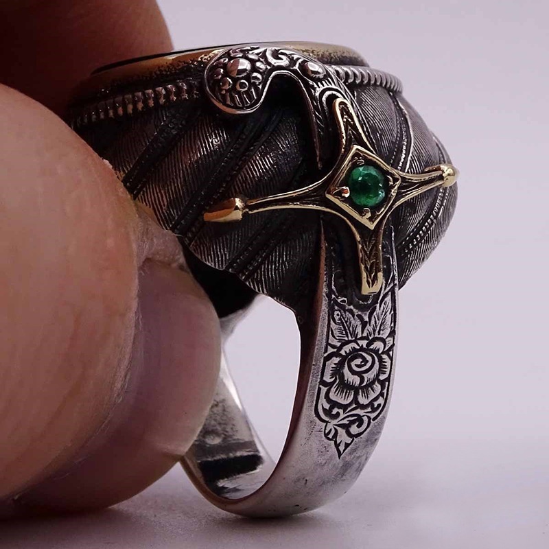 Muslim Rune Religius Fashion Pria Batu Permata Cincin / Aksesoris Perhiasan