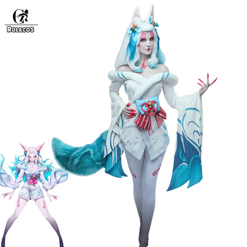 LOL Spirit Blossom Ahri Cosplay Costume Game LOL Ahri Cosplay Costume Sexy Nine-Tailed Fox W