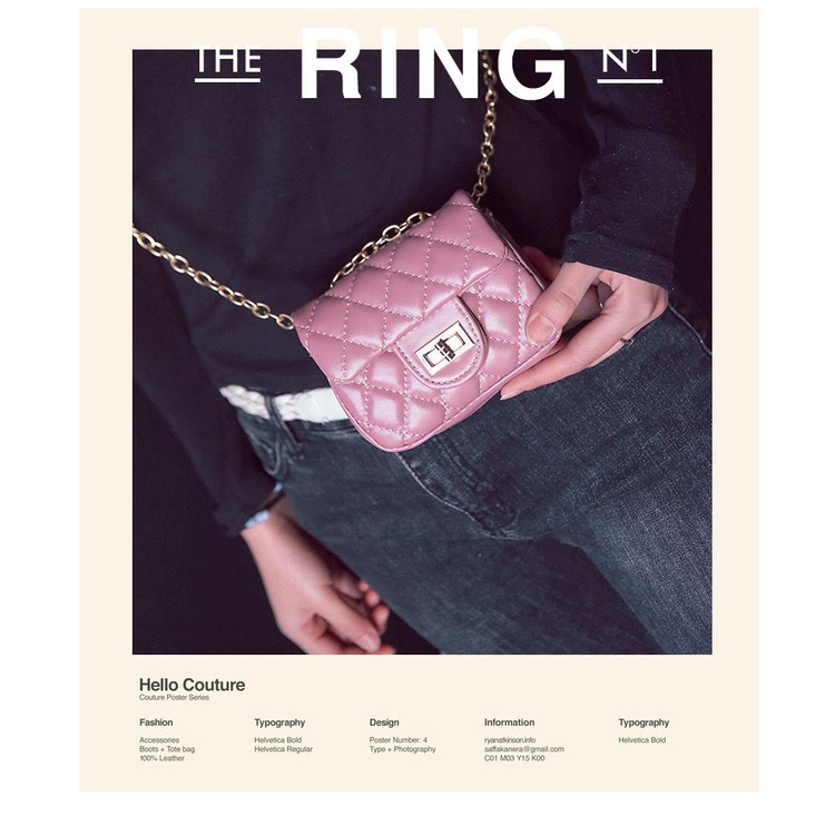 FT30 Premium Kualitas ringan chain tas mini chan*el anak kecil selempang wanita