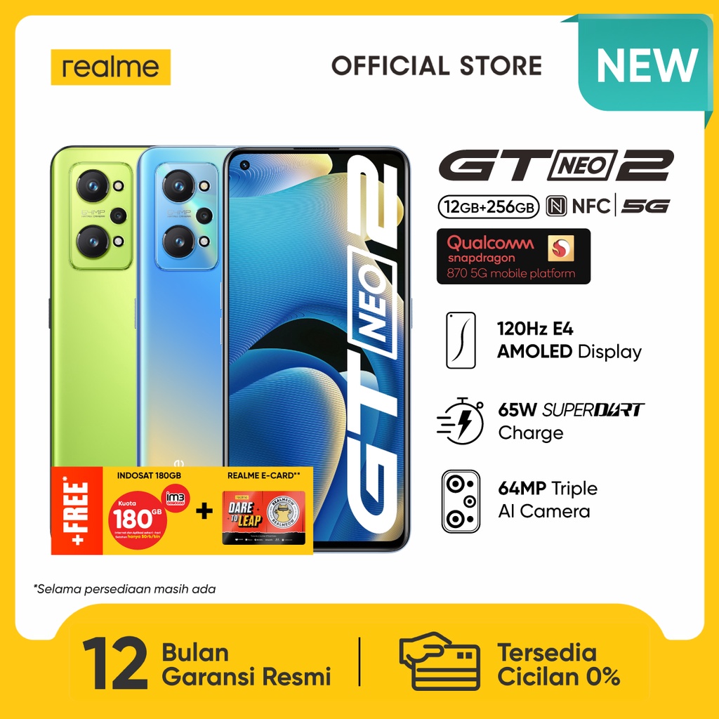 HP realme GT Neo2 12/256GB [Qualcomm Snapdragon 870 5G Processor, 5000mAh massive battery + 65W SuperDart Charge, GT Mode 2.0, Dual stereo speakers]