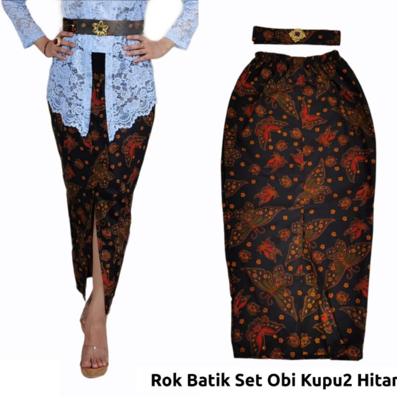 Rok Span Panjang / Kamen / Bawahan Kebaya Batik Katun Set Obi Aneka Motif