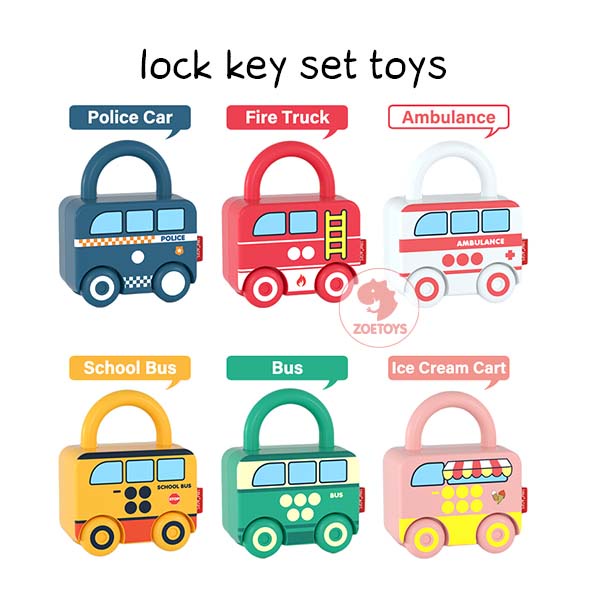 Zoetoys Lock Key Set Toys | Mainan Kunci Gembok Anak Tema Transportasi