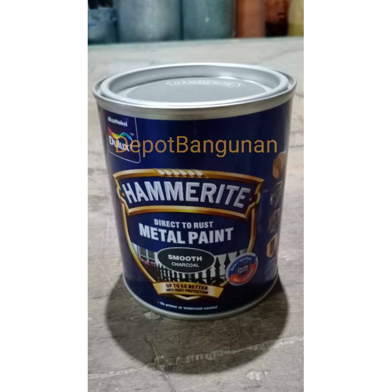 

Cat Besi Dulux Hammerite Smooth Charcoal Metal Paint 3 In 1 750 ML