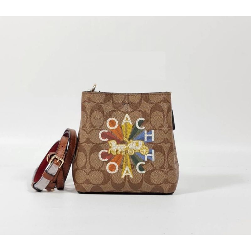 COACH BUCKET SIGNATURE SADDLE BROWN TAS SERUT WANITA DEFFECT PEN