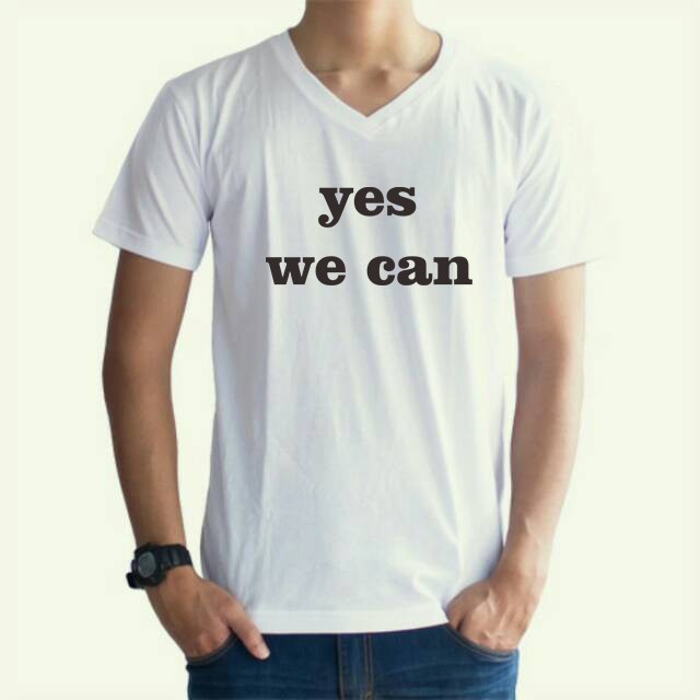 KAOS PRIA YES WE CAN / KAOS PRIA VNECK/ KAOS PRIA