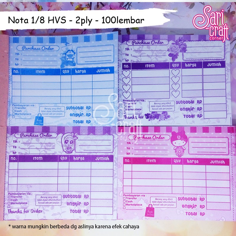 Nota 2 Ply Mini 1 Per 8 HVS 100lembar Nota Rangkap Tanpa Karbon