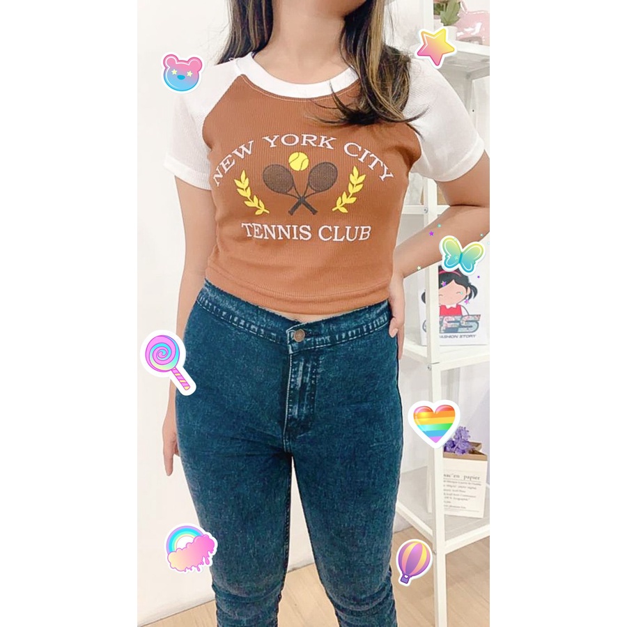 BEFAST - ZEC OOTD Wanita Kaos DEISY / Tennis Club Crop Top RIB PREMIUM / Crop Top Remaja Kekinian / keluaran Terbaru 2022 / Atasan OOTD Ala Style Korean / Koas Crop Lengan Pendek