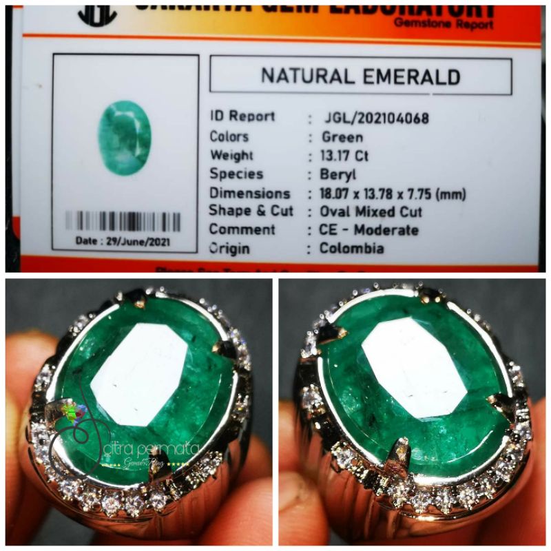 Batu Permata Zamrud colombia Asli bersertifikat memo lab