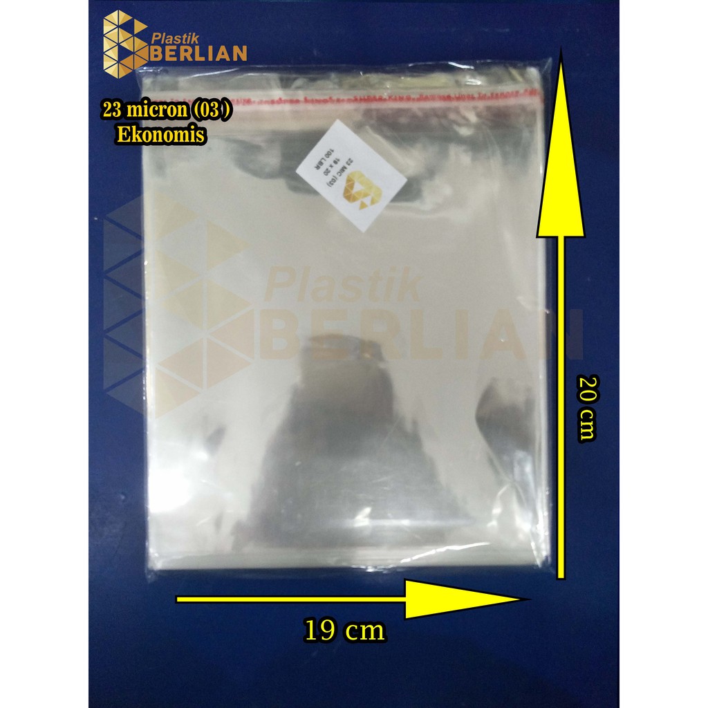

19 x 20 cm Plastik OPP EKONOMIS 23micron (100 lbr) (lem/seal)