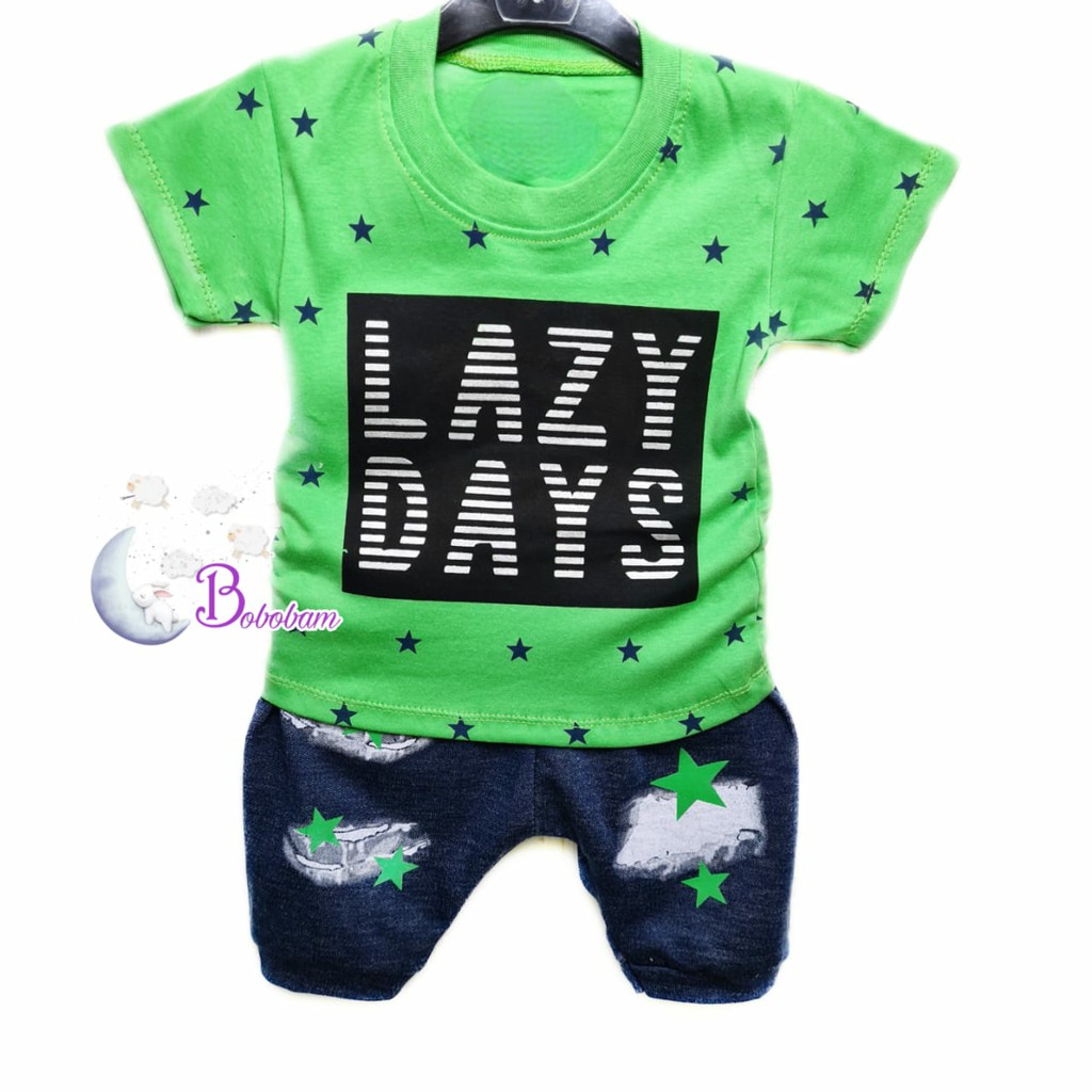 ECER BOBOBAM BAYI LAZY DAY ANAK LAKI-LAKI / SETELAN ANAK HARGA GROSIR